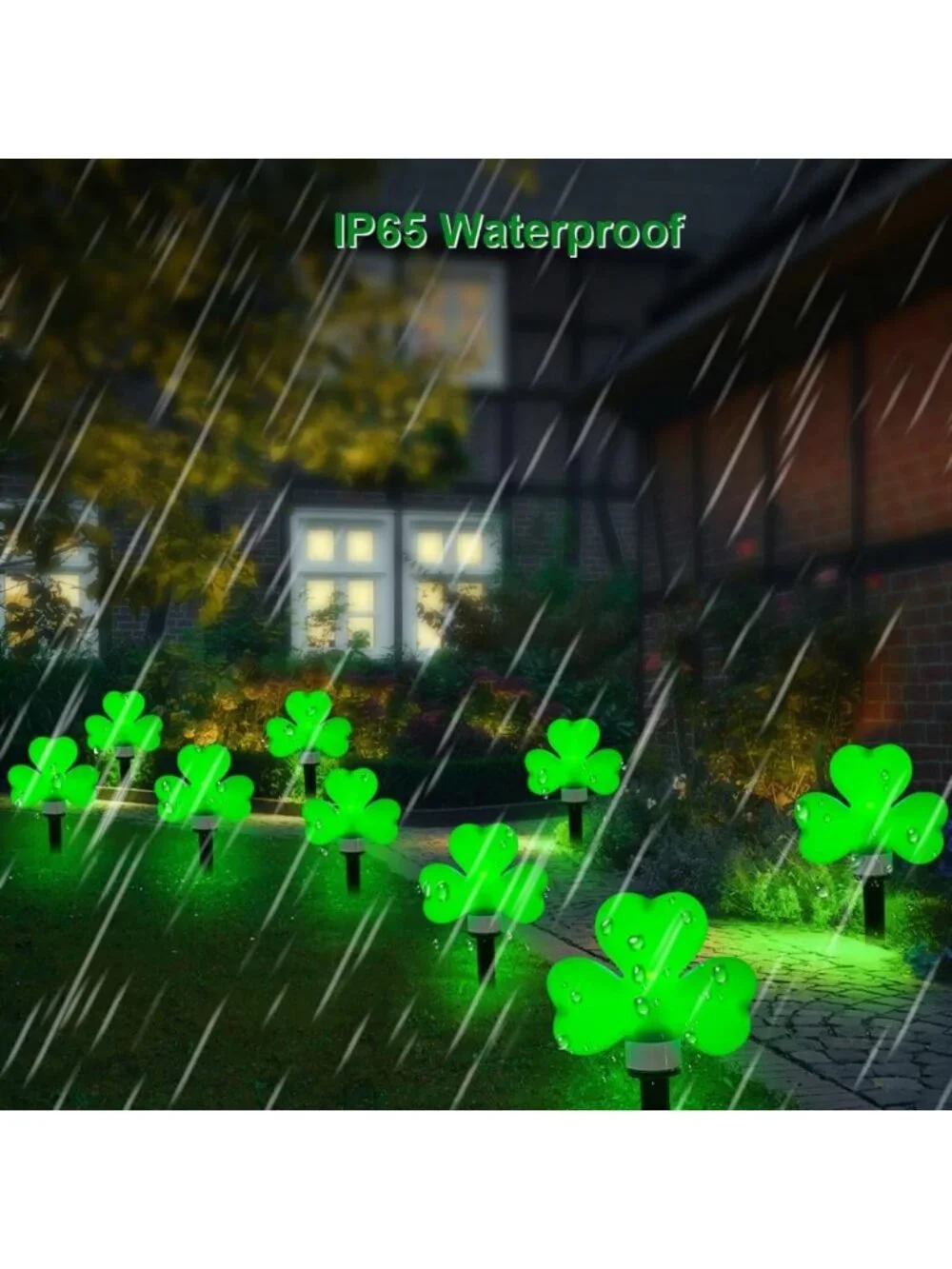 St. Patrick's Day Solar Garden Lights - 8 Pack Waterproof Shamrock Stake Decor